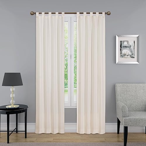 PAIRS TO GO Montana Modern Decorative Tab Top Window Curtains for Bedroom or Living Room (2 Panels), 30" x 84", Natural