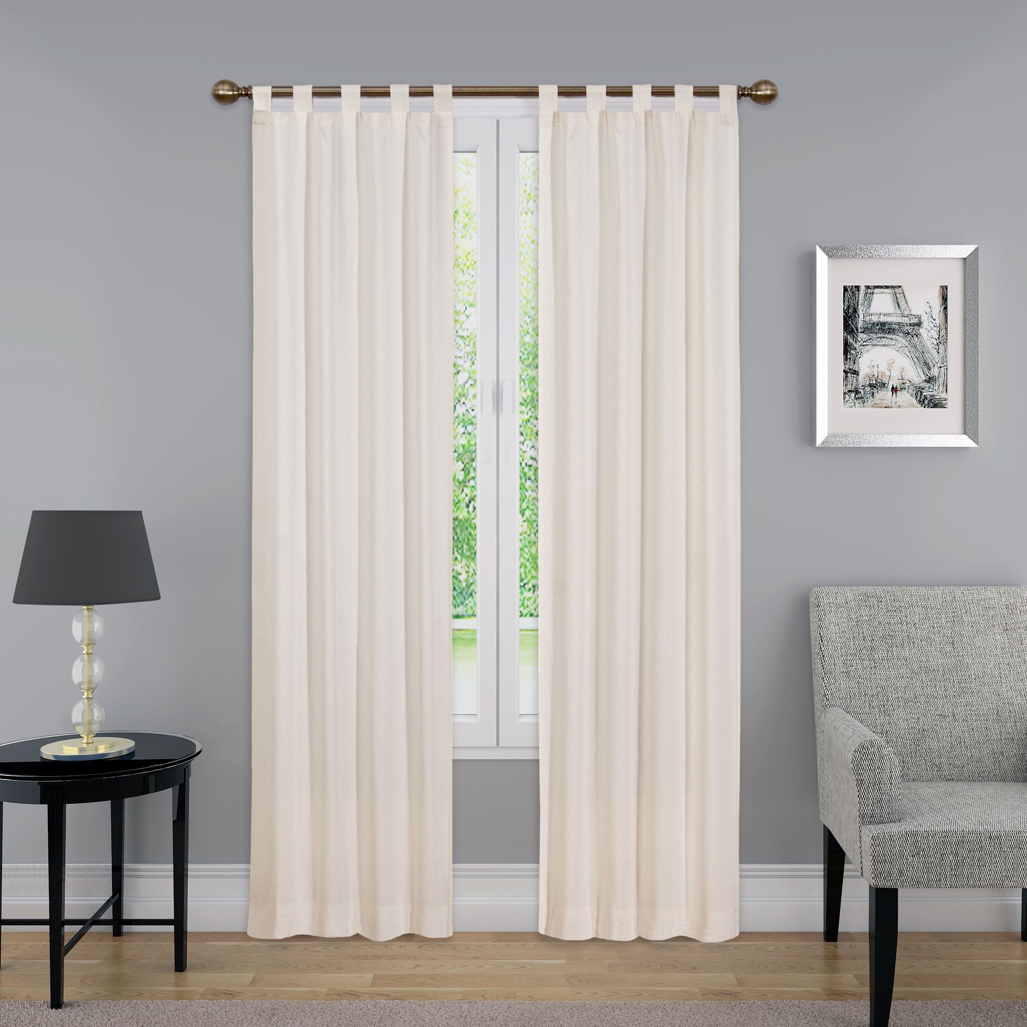 PAIRS TO GO Montana Modern Decorative Tab Top Window Curtains for Bedroom or Living Room (2 Panels), 30" x 84", Natural