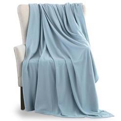 Vellux Fleece Blanket Queen Size - Fleece Bed Blanket - All Season Warm Lightweight Super Soft Throw Blanket - Blue Blanket - Ho