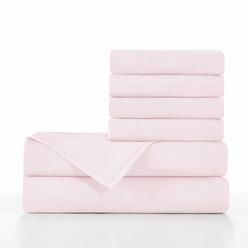 BASIC CHOICE Luxury Soft 2000 Series Bed Linen Set, Standard 100 by Oeko-Tex, Baby Pink, 6 Pieces, King