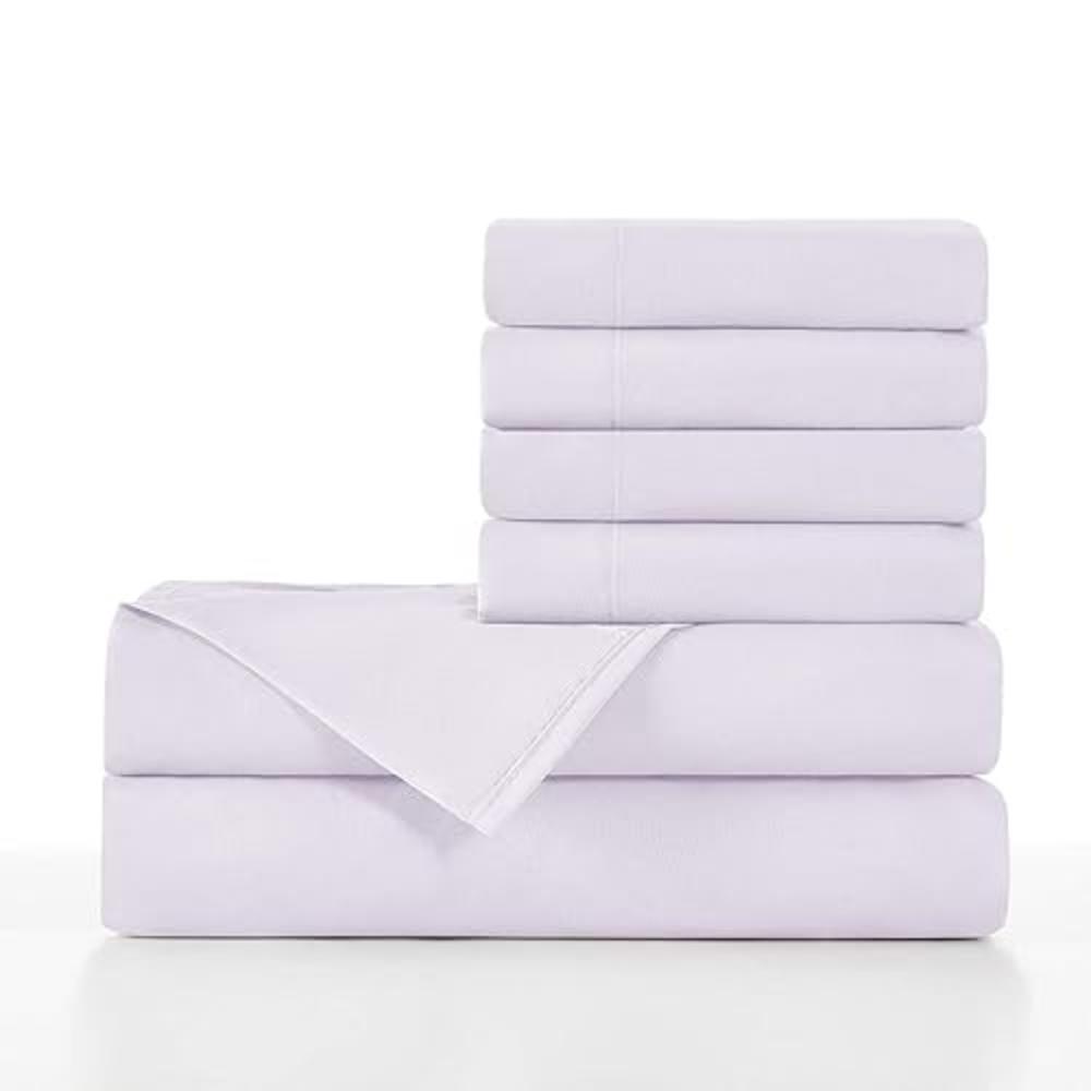 BASIC CHOICE Luxury Soft 2000 Series Bed Linen Set, Standard 100 by Oeko-Tex, Lavender, 6 Pieces, Full
