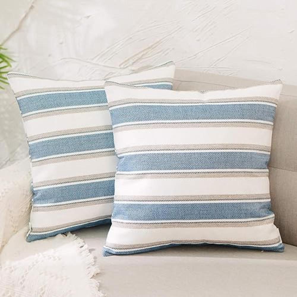 NATUS WEAVER Plus Size Multicolor Stripe Euro Pillow Case Soft Linen Square Decorative Throw Cushion Cover Pillowcase with Hidde