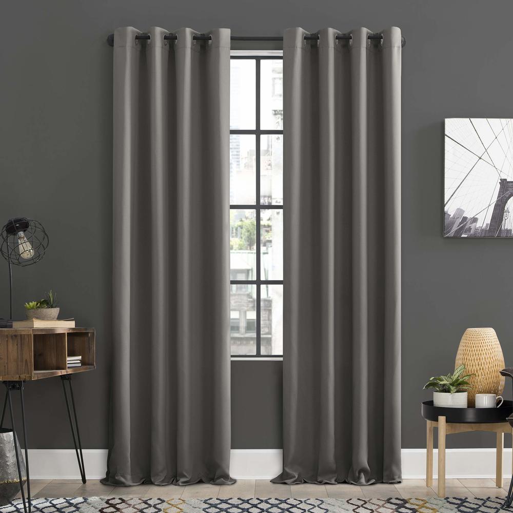 Sun Zero Soho 2-pack Blackout Energy Efficient Grommet Curtain Panel Pair, 54" x 63", Gray