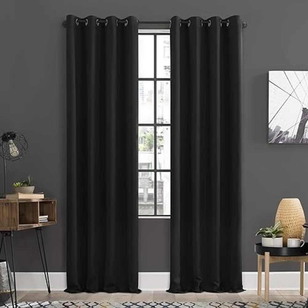 Sun Zero Soho 2-pack Blackout Energy Efficient Grommet Curtain Panel Pair, 54" x 84", Black