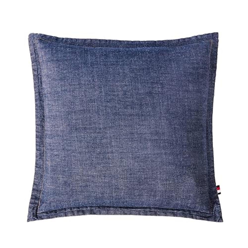 ELEGANT LIFE HOME 100% Cotton Washed Yarn Dyed Denim Euro Sham Cover 26'' x 26'' Throw Pillow Cover (1 pc, Dark Blue)
