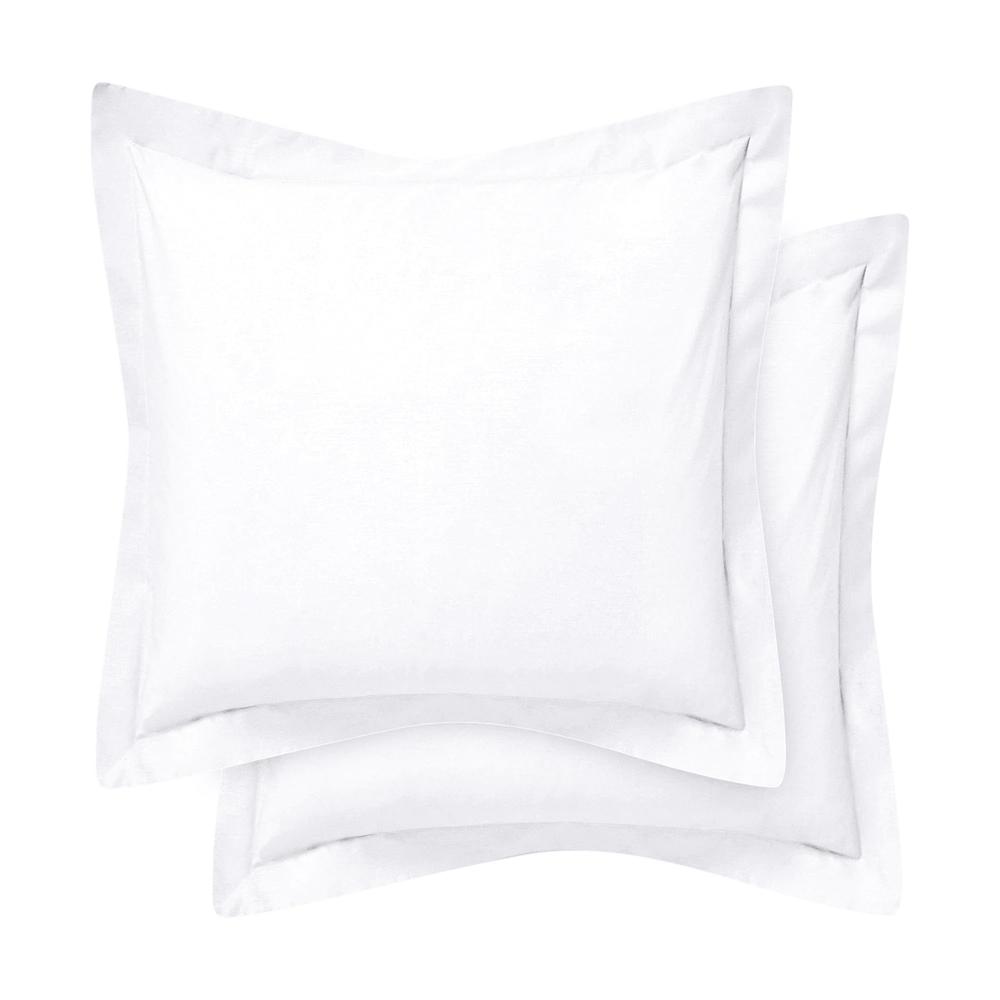 Cotton Metrics Linen Cotton Metrics Heavy Quality European Square Pillow Shams Set of 2 White 600TC 100% Organic Cotton Euro Pillow Shams 24x24 Pillo