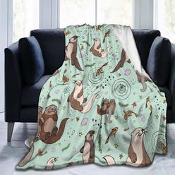 carwayii Sea Otters Micro Fleece Blanket Comfy Premium Flannel Fleece Blanket Comfortable Thermal Fleece Blankets Durable Pad Bed Cover W