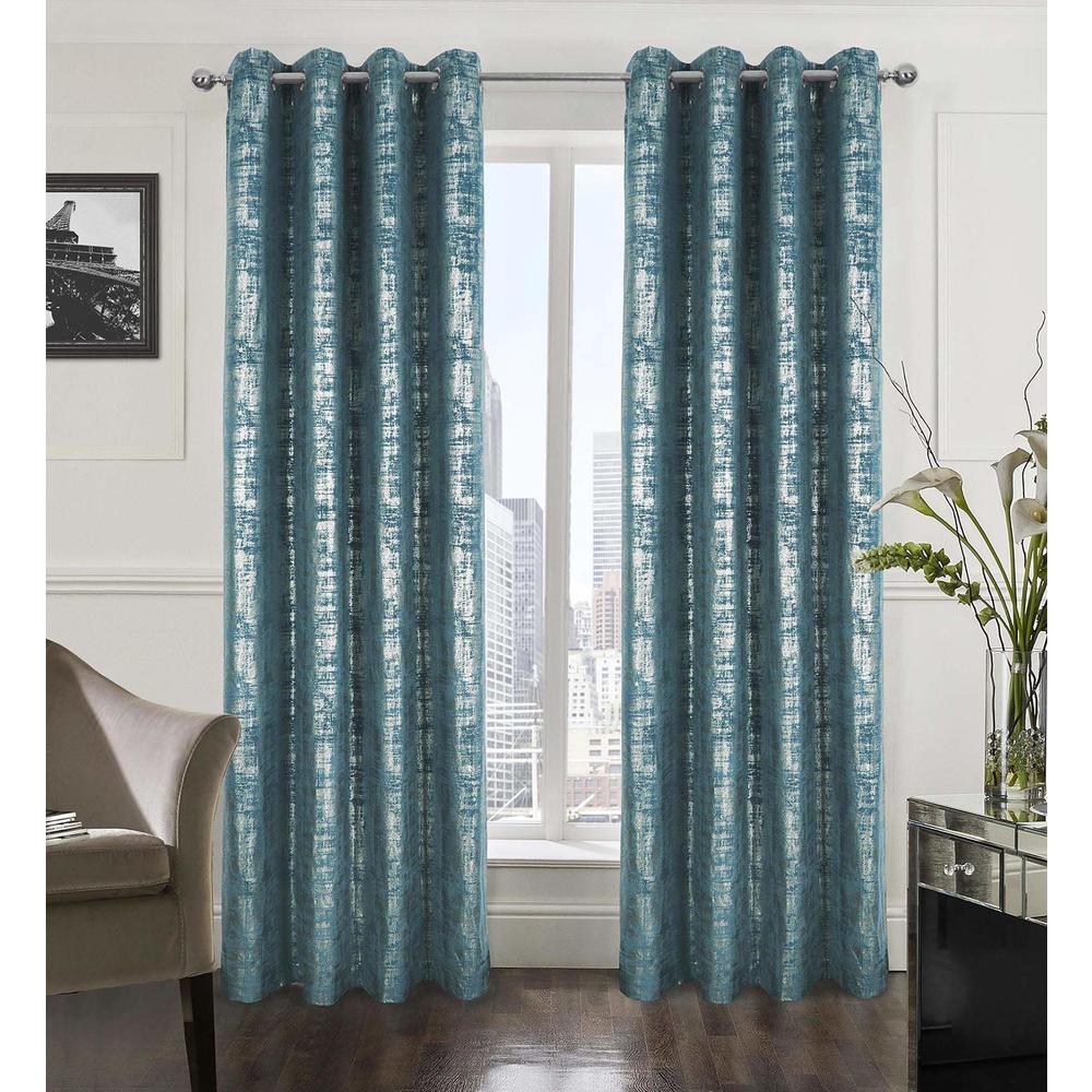 always4u Soft Velvet Curtains 84 Inch Length Luxury Bedroom Curtains Silver Foil Print Window Curtains for Living Room Set of 2 