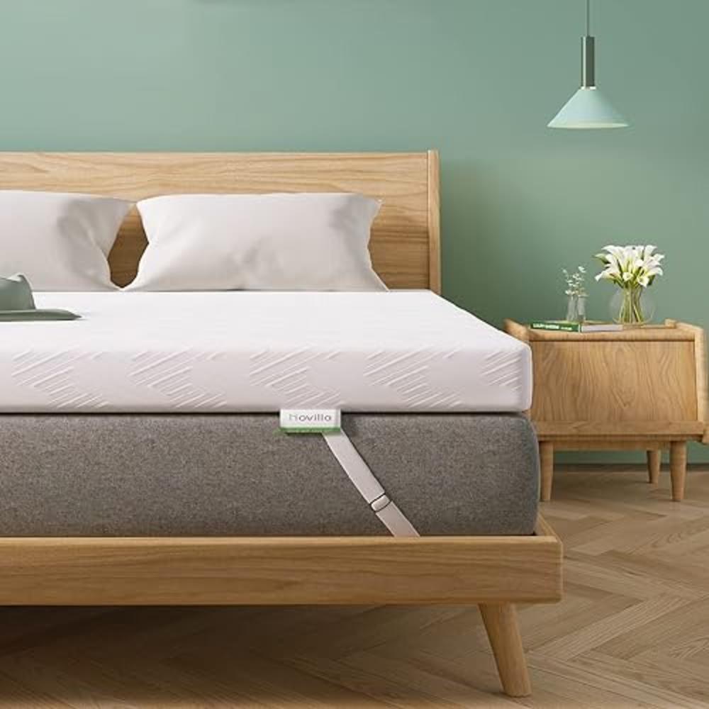 Novilla 2 Inch Gel Memory Foam Mattress Topper for Cooling Sleep & Pressure Relieving, Soft Queen Mattress Topper with Breathabl