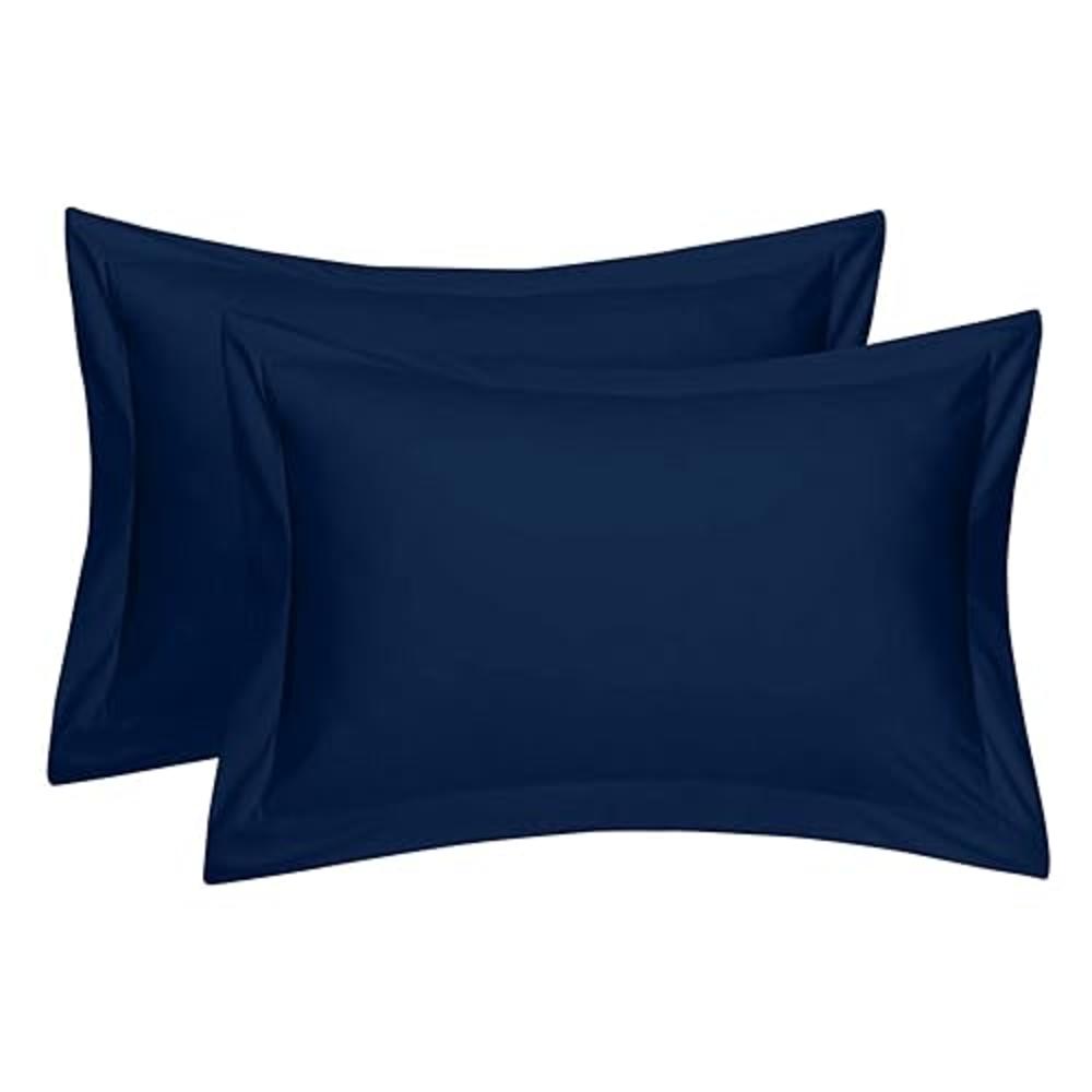 Cotton Metrics Linen Cotton Metrics Heavy Quality King Pillow Shams Set of 2 Navy Blue 600TC 100% Organic Cotton Navy Blue Pillow Shams King Size 20X
