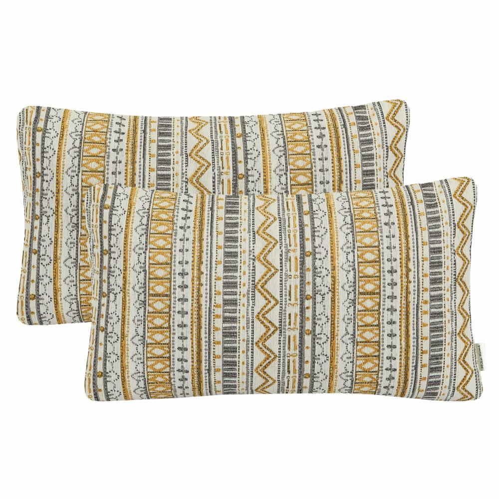 Mika Home Pack of 2 Rectangle Decorative Pillow Cases Throw Pillow Covers for Home Decoration, Bohemian Striped Geometric Patter