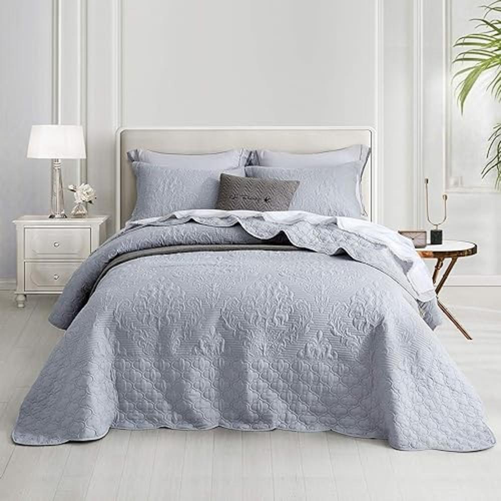 CHIXIN Oversized Bedspread Coverlet Set King Size - Lightweight Bedding Cover - Ultrasonic Quilting - 4 Piece Reversible Bedspre