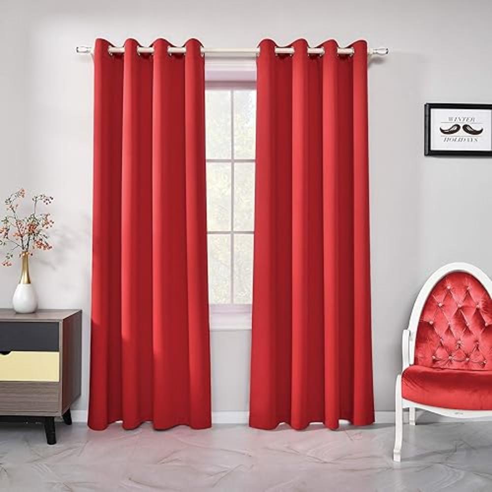 Rain City Christmas Red Curtains 84 Inch Length Light Blocking Thermal Insulated Windows Drapes Darkening Room Curtains for Living Room To