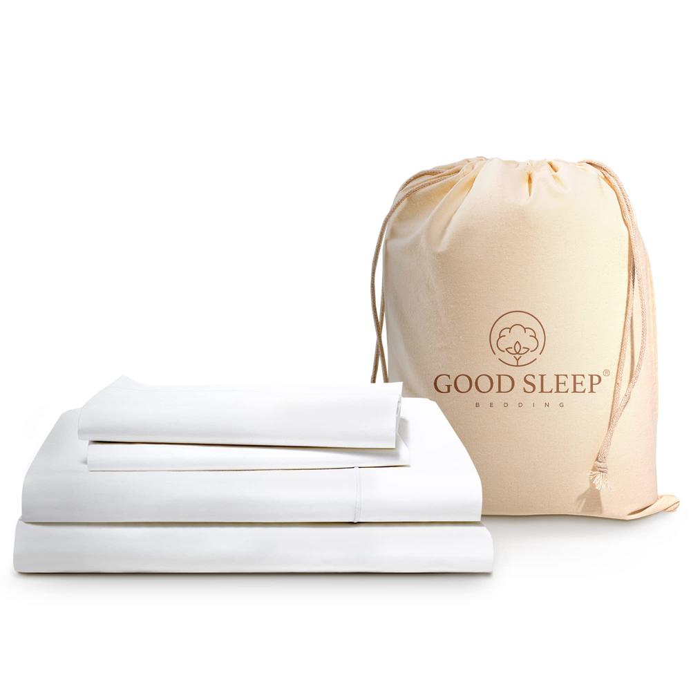 Good Sleep Bedding 4 Pc White King Size Sheets Set for King Mattress, 1000 TC Egyptian Cotton Bed Sheets for King Size Bed, 16 inch Deep Pocket Kin