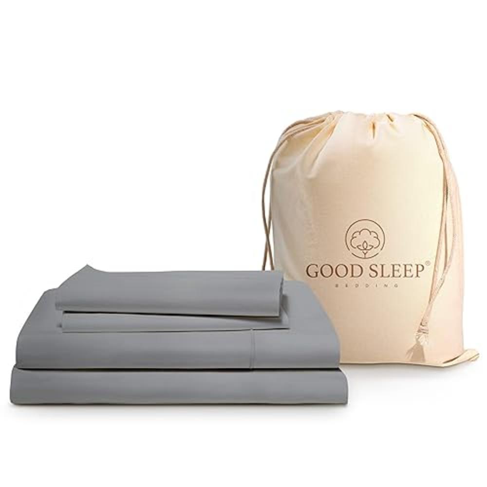Good Sleep Bedding 4 Pc Light Gray Full Size Bed Sheets Set, 1000 TC Egyptian Cotton Sheets Full Size, Soft Comfy Double Bed Sheets Bed Set, 16" De