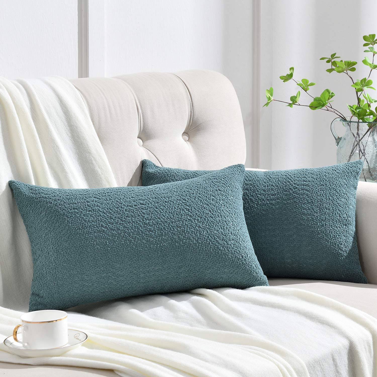 Rythome Set of 2 Cozy Fine Textured Throw Pillow Covers