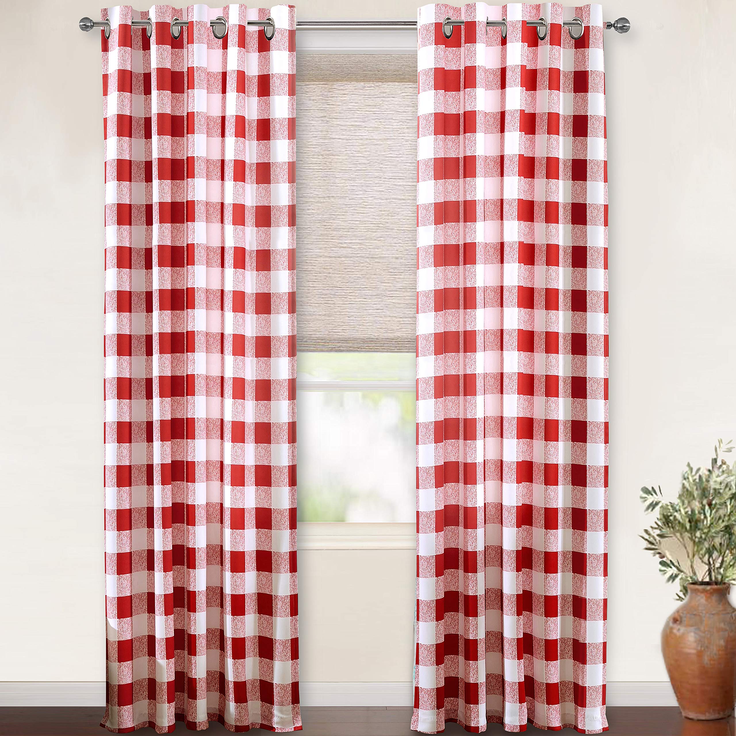 DriftAway Buffalo Plaid Check Curtains Red and White Buffalo Checkered Extra Long Blackout Curtains 2 Panel Set Farmhouse Gromme
