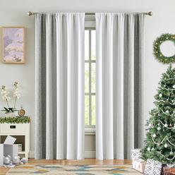 Geomoroccan Ombre Full Blackout Curtains 63 Inches Length, Grey and White 2 Tone Reversible Christmas Window Treatments for Bedroom Living R