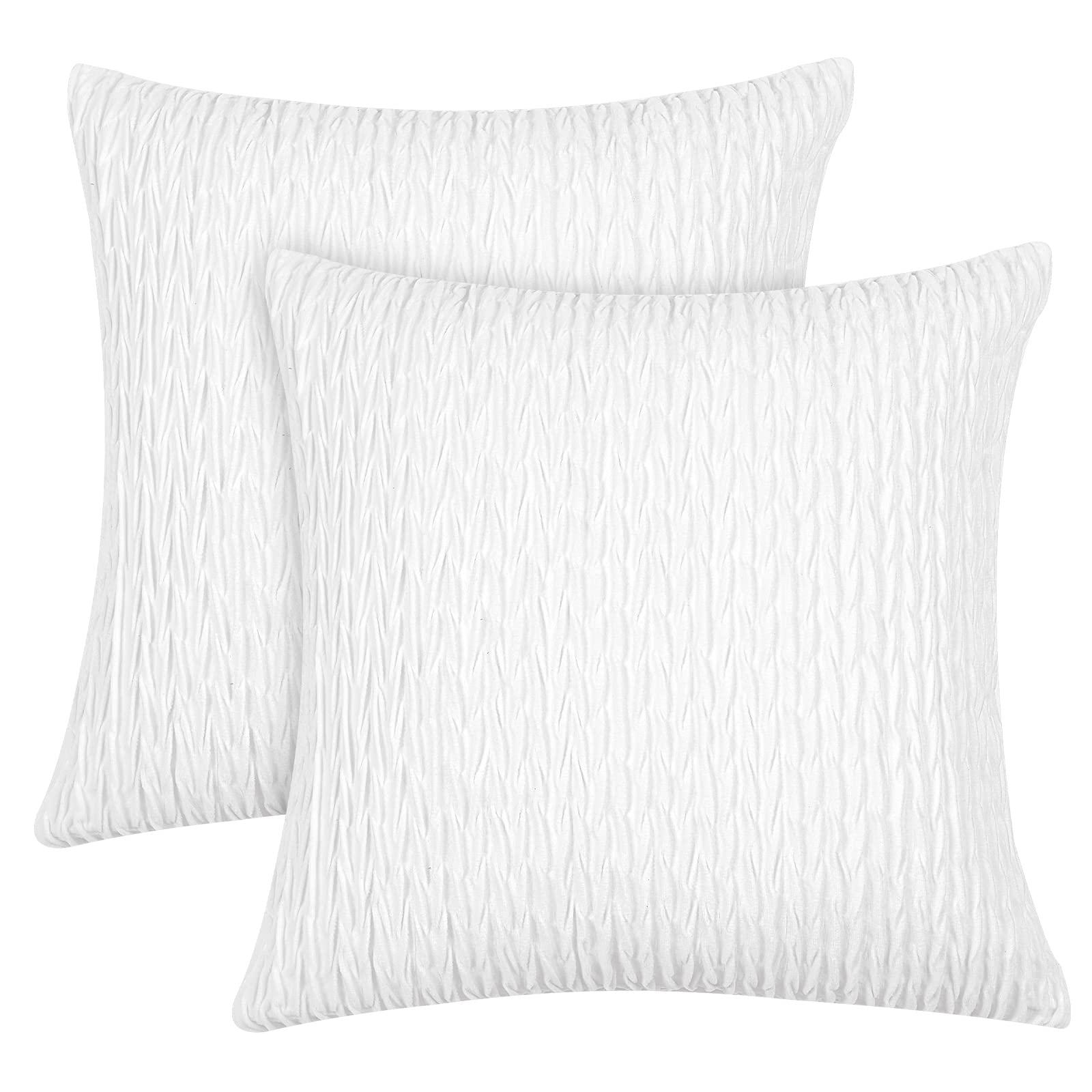 PHF Wrinkled Velvet Euro Sham, 26"x 26", No Insert, 2 Pack Texture Euro Throw Pillow Covers, Super Soft Cozy European Pillow Cov