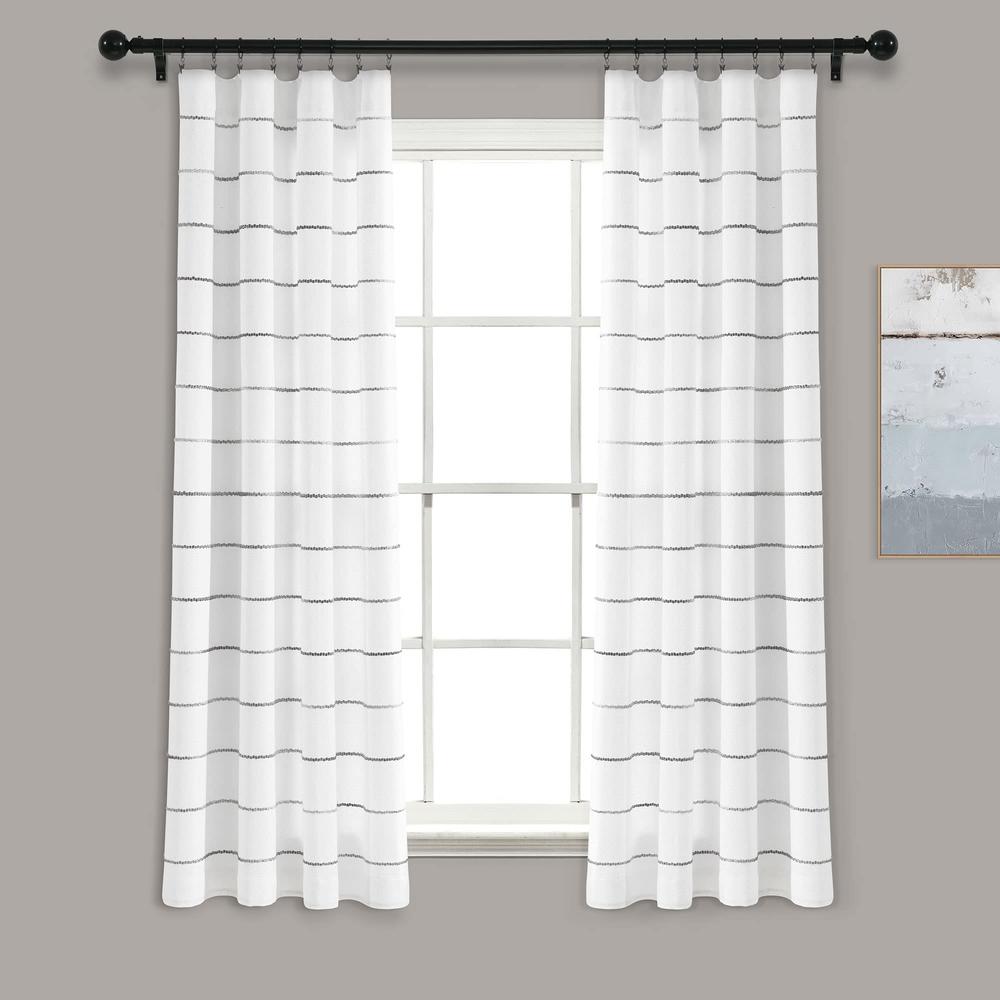Lush Decor Ombre Stripe Yarn Dyed Cotton Window Curtains Panel Pair, 40" W x 63" L, Gray