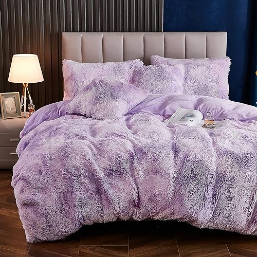 Yaoshuho Plush Fluffy Duvet Cover Twin Size Luxury Ultra Soft Shaggy Duvet Cover Set Faux Fur Comforter Bedding Set(1 Duvet Cove