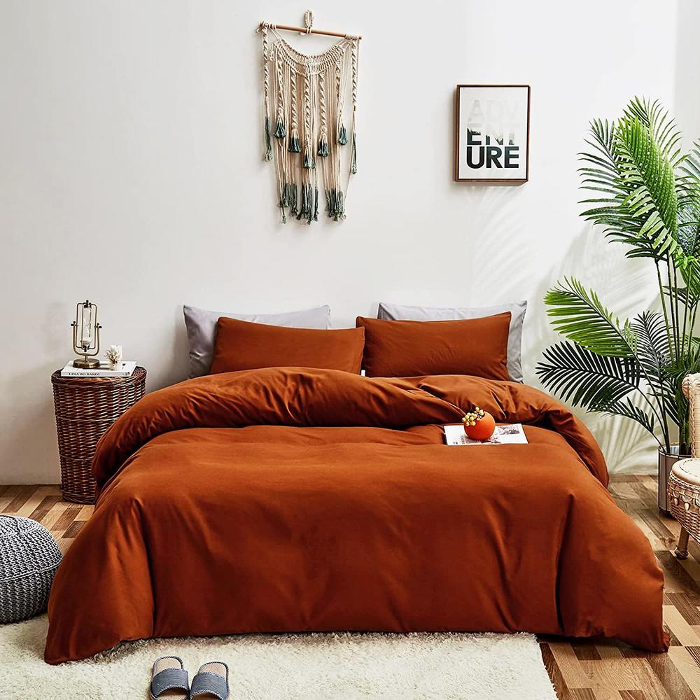 KAREVER Rust Comforter Sets Full Size Burnt Orange Bedding Set Reddish ...