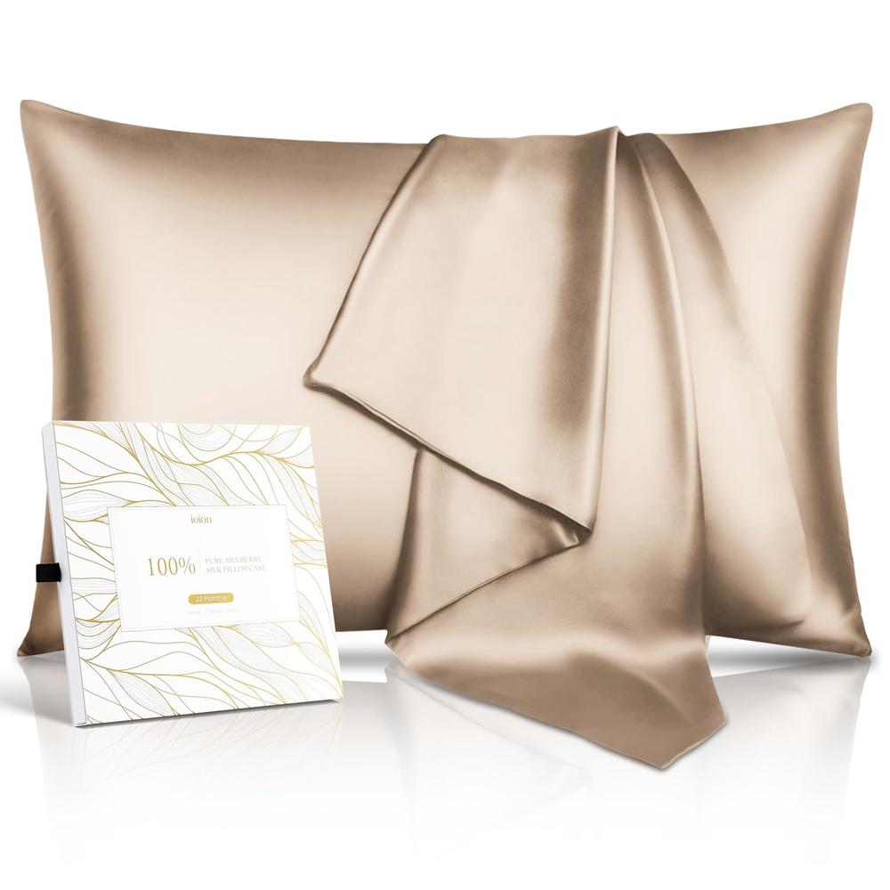 IOION 100% Pure Mulberry Silk Pillowcase for Hair & Skin - 22 Momme 6A High-Grade Fibers - Anti-Aging, Anti-Sleep Crease, Cooling Sati