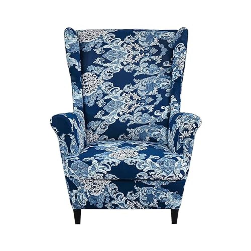KRFOONN Wingback Chair Cover Slipcovers 2 Piece Stretch Wing Chair Covers Spandex Slipcovers Wingback Sofa Covers Armchair Cover