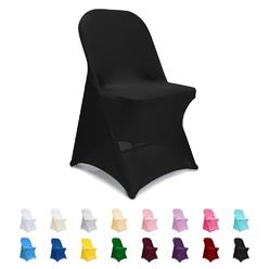 ManMengJi Spandex Folding Chair Covers, Black Folding Chair Slipcovers 12 PCS, Universal Fitted Chair Slipcovers for Wedding, Pa