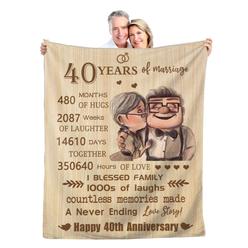 Antonia Bellamy 40th Anniversary Blanket Gifts 80’X60’’, 40th Wedding Anniversary Romatic Gift for Couple/Parents/Husband, Gifts for 40 Years of