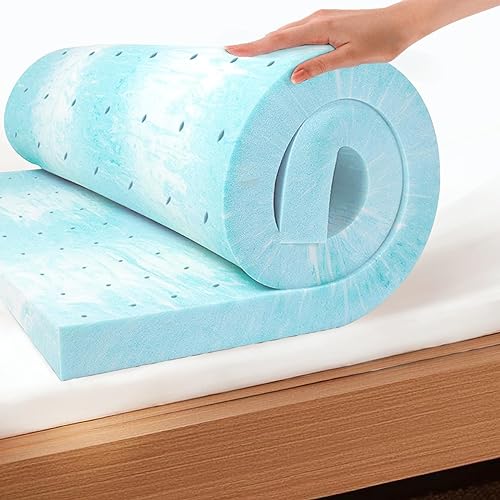 MLILY EGO Topper 2 Inch Twin Memory Foam Mattress Topper, Cooling Gel Foam Mattress Topper for Pressure Relief, Ventilated Design Bed 