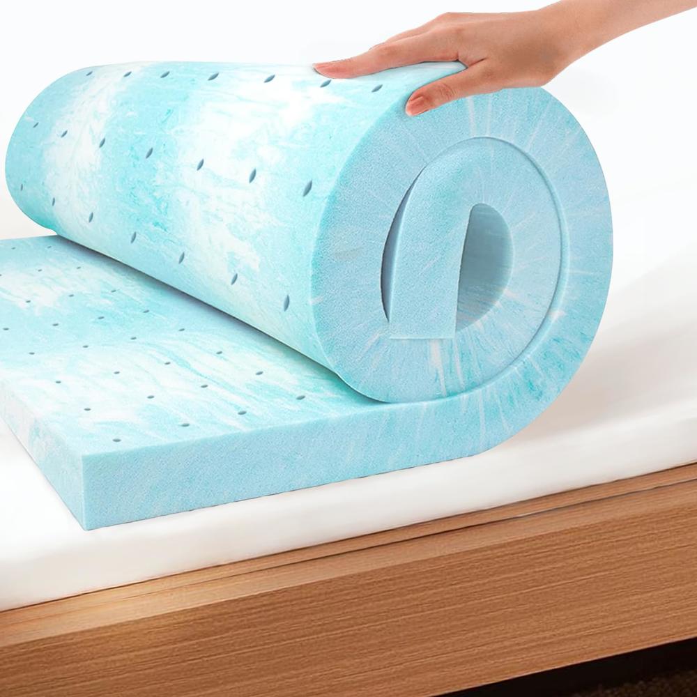MLILY EGO Topper 2 Inch Twin Memory Foam Mattress Topper, Cooling Gel Foam Mattress Topper for Pressure Relief, Ventilated Design Bed 