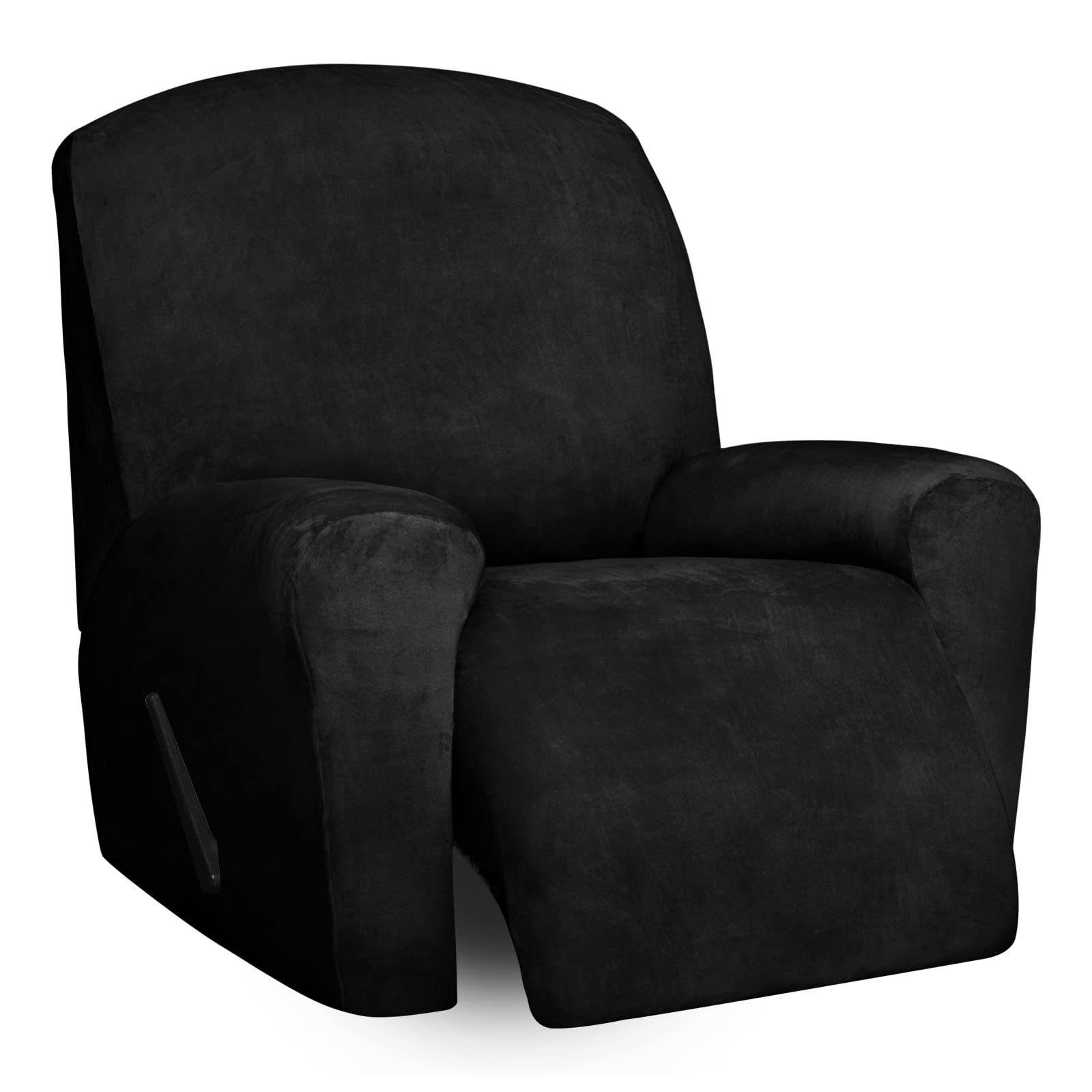 Easy-Going Recliner Chair Cover Velvet 4 -Pieces Recliner Covers Soft Thick Velvet Reclining Chair Slipcovers with Elastic Botto