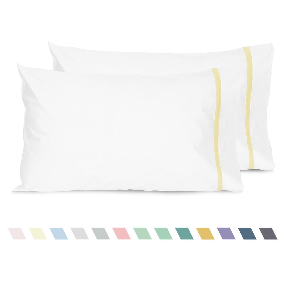 Sunflower Cotton Pillowcases Set of 2, 100% Cotton King Pillow Case Percale Weave White, 20×40 inches King Size Pillowcase Soft 