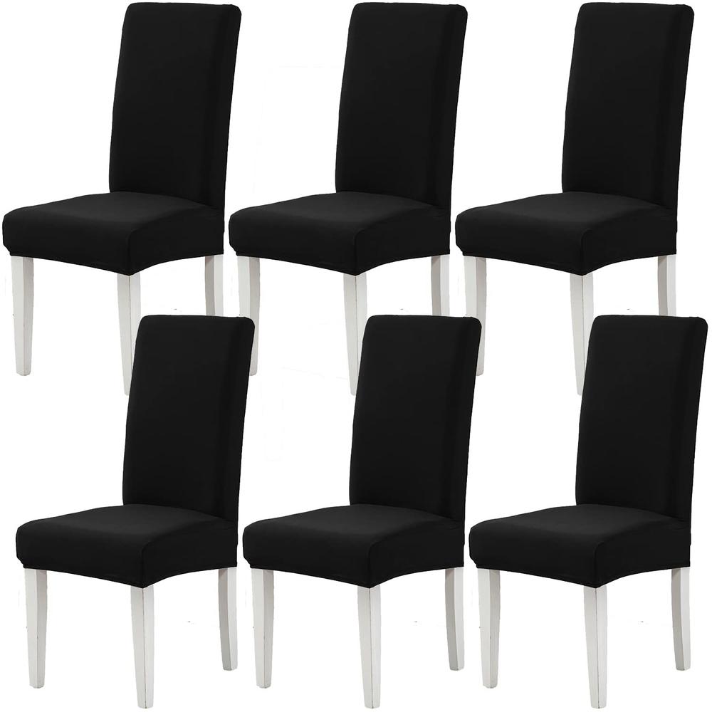 Yiaizhuo Black Chair Covers for Dining Room Set of 6 Pack Slipcovers High Back Chairs Cover Stretch Slipcover