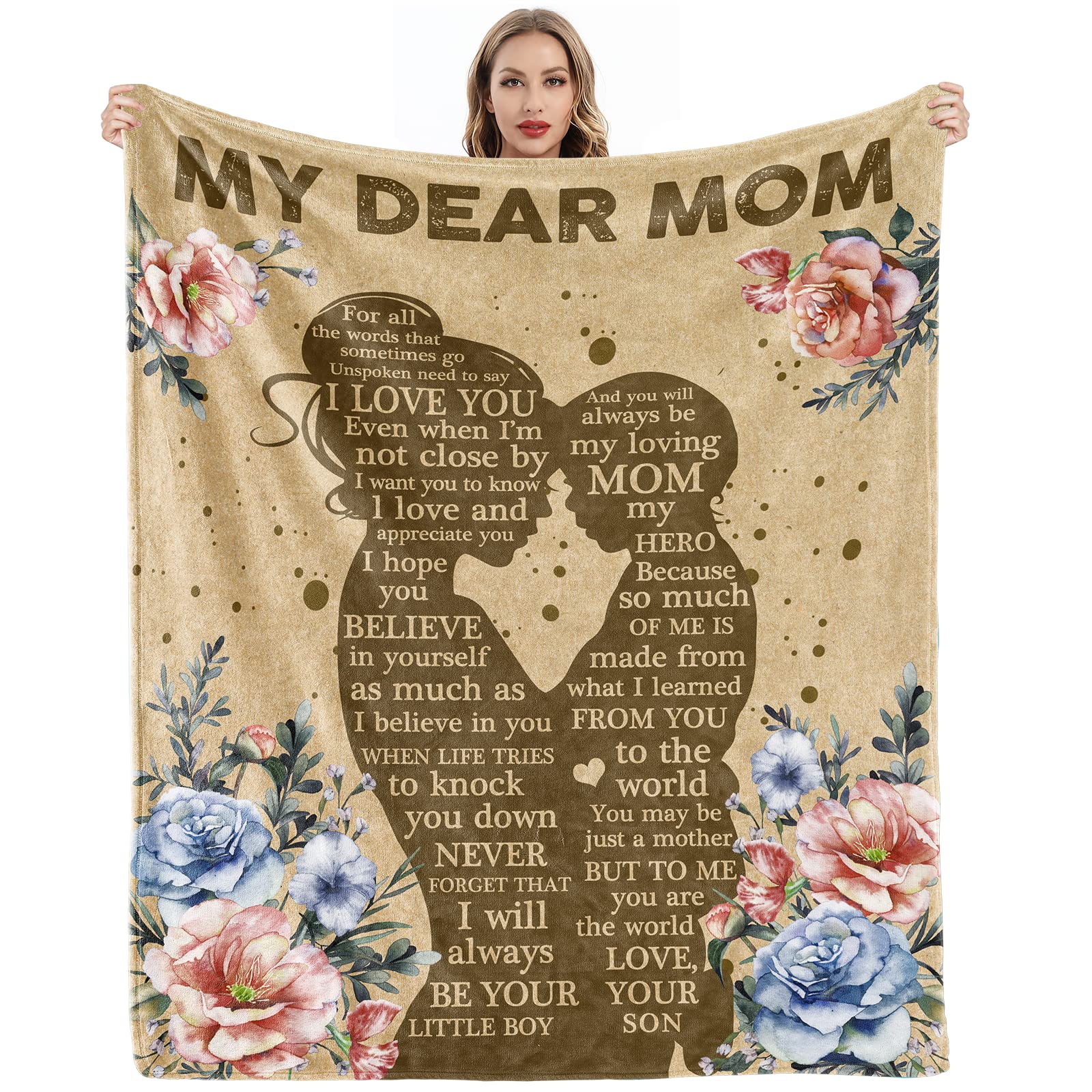 lpmisake Gifts for Mom, Mothers Day Birthday Gifts for Mom from Son, Mom Gifts, Mom Blanket from Son, Mom Birthday Gifts, Happy Birthday 