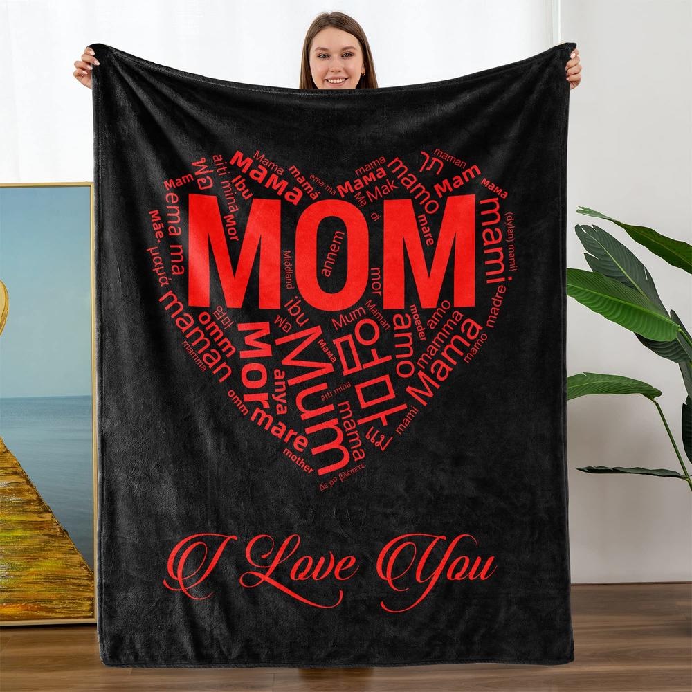 TURMTF Christmast Day Birthday Gifts for Mom, I Love You Mom Blanket 100 Languages Mom, Best Gifts for Mom from Daughter Son, Mo