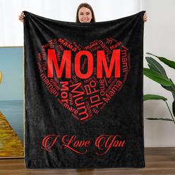 TURMTF Christmas Day Birthday Gifts for Mom, I Love You Mom Blanket 100 Languages Mom, Best Gifts for Mom from Daughter Son, Mom