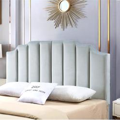 24KF Gray Velvet Upholstered Queen Size Headboard Full Size Headboard,Tufted Headboard for Queen Bed Full Bed,Modern Vertical Ch