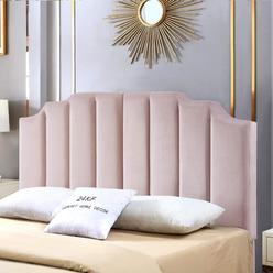24KF Pink Velvet Upholstered Queen Size Headboard Full Size Headboard,Tufted Headboard for Queen Bed Full Bed,Modern Vertical Ch