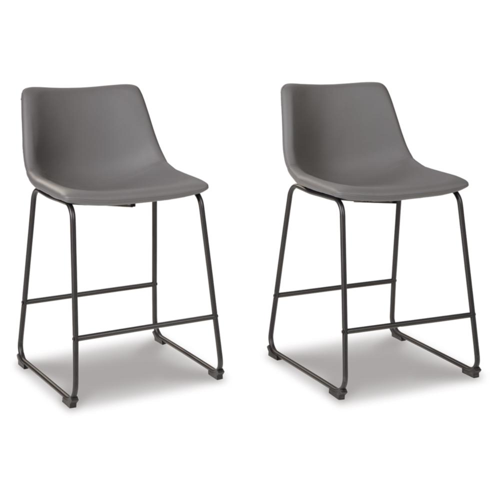Signature Design by Ashley Centiar Urban Industrial 23.75" Counter Height Bucket Seat Barstool, 2 Count, Gray