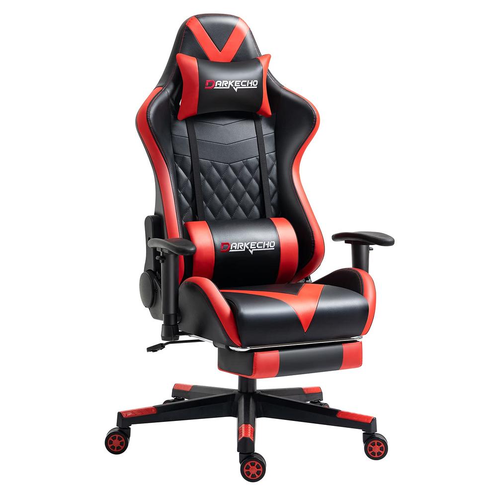 Darkecho Gaming Chair with Footrest Massage Racing Office Computer Ergonomic Chair Leather Reclining Video Game Chair Adjustable