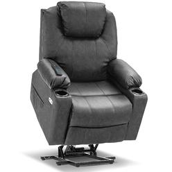 MCombo Electric Power Lift Recliner Chair Sofa with Massage and Heat for Elderly, 3 Positions, 2 Side Pockets, and Cup Holders, 