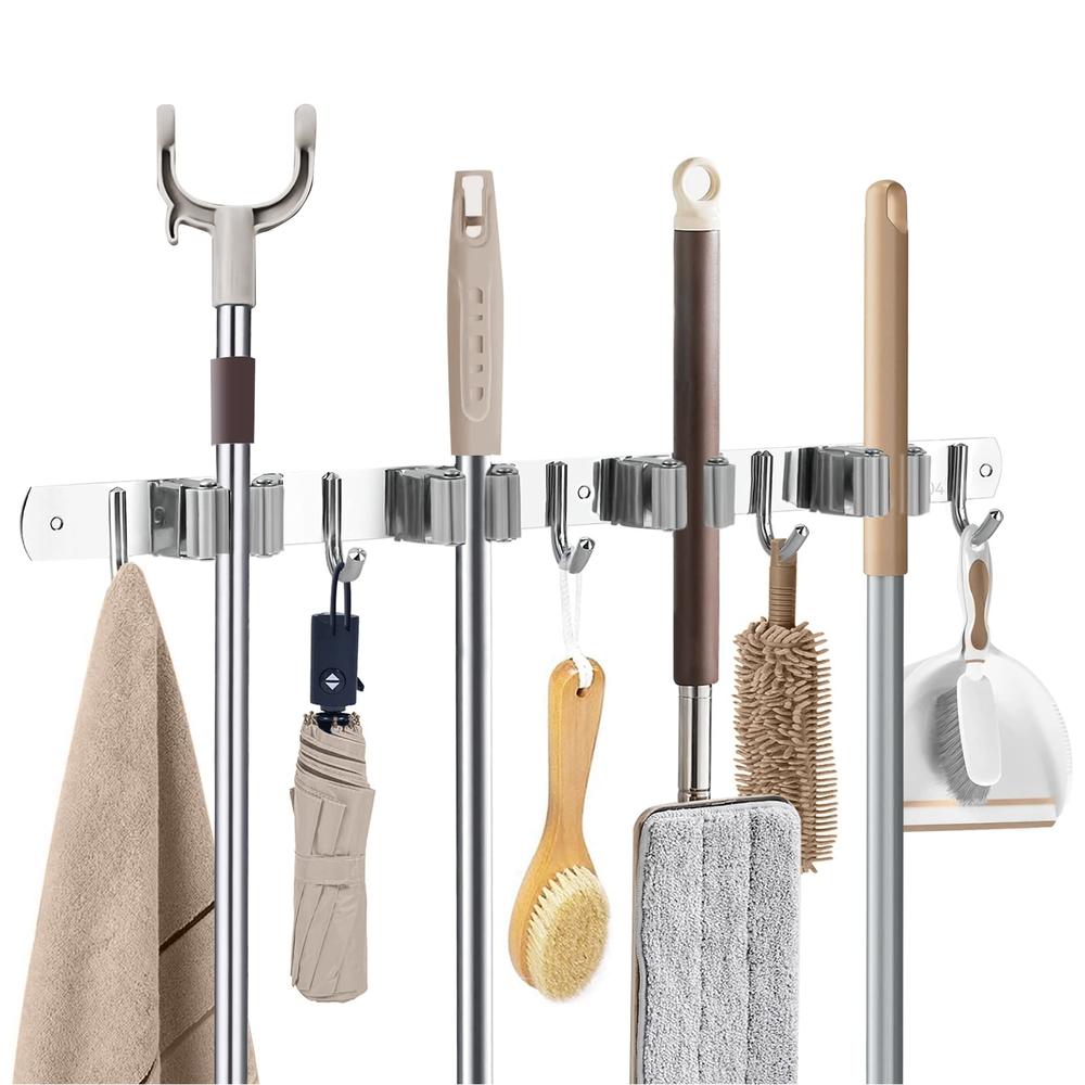 Laufary Broom Holder- Stainless Steel Mop Holder Wall Mount, Broom ...