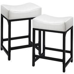 FLYZC White Counter Height Bar Stools Set of 2, 24" White Bar Stools for Kitchen Counter with Soft Cushion, Modern Counter Stool