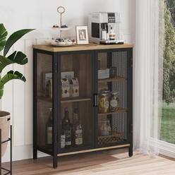 BON AUGURE Small Liquor Bar Cabinet for Home, Farmhouse Coffee Bar Cabinet for Living Room and Entryway, Industrial Buffet Cabin