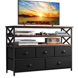 EnHomee Dresser TV Stand up to 55 Inch for Bedroom Entertainment Center with Fabric Drawers Media EnHomee Dresser TV Stand up to 55 Inch for Bedroom Entertainment Center with Fabric Drawers Media