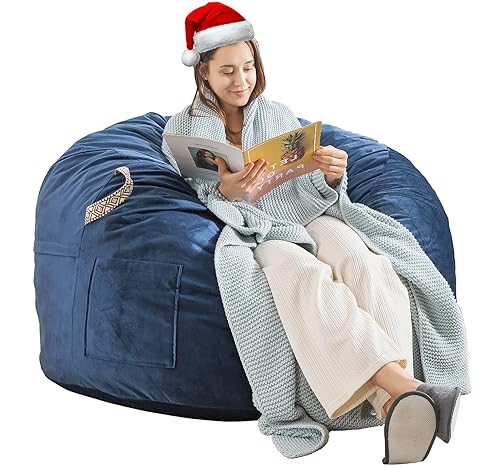 EDUJIN [Removable Outer Cover] 4 ft Large Bean Bag Chair: 4' Memory Foam Bean Bag Chairs for Adults with Filling,Bean Bags with 