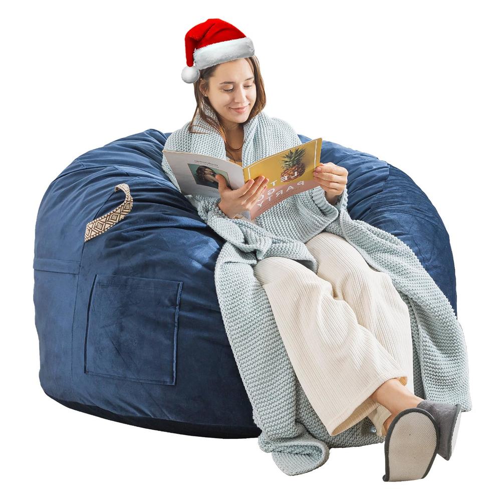 EDUJIN [Removable Outer Cover] 4 ft Large Bean Bag Chair: 4' Memory Foam Bean Bag Chairs for Adults with Filling,Bean Bags with 