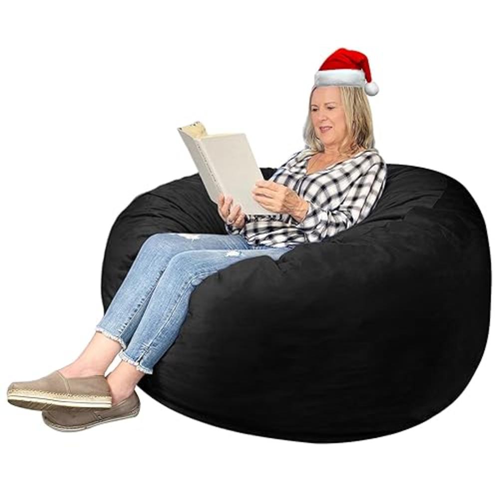 EDUJIN 3 ft Sherpa Bean Bag Chair: 3' Medium Memory Foam Bean Bag Chairs for Adults/Teens with Filling,Ultra Soft Faux Fur Cover